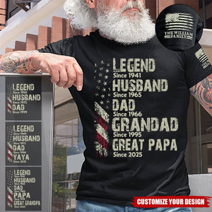 Personalized Legend Husband Dad Papa Since Father's Day T-Shirt