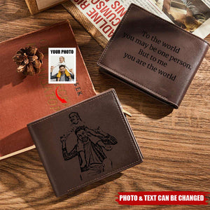 Personalized Photo Trifold Zipper Engraved Wallet For Men