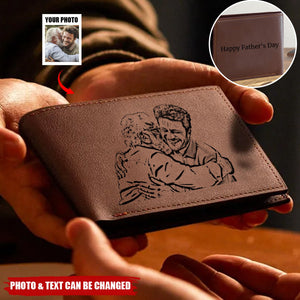 Personalized Photo Trifold Zipper Engraved Wallet For Men