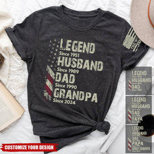 Personalized Legend Husband Dad Papa Since Father's Day T-Shirt