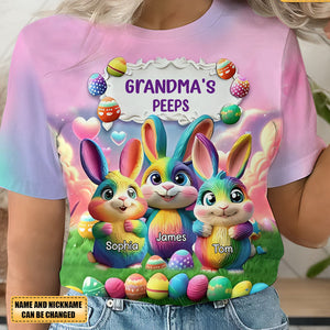 Personalized Easter Gift Rainbow Bunny All-over Print T-Shirt - Gift For Grandma