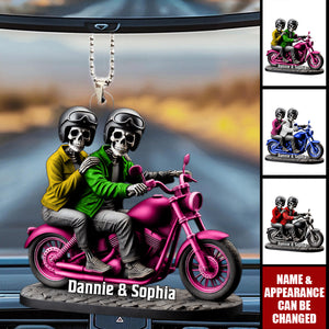 Custom Name Motorcycles Couple - Personalized Acrylic Car Ornament