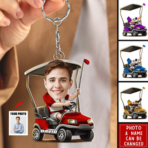 Personalized Golfer Face Photo Acrylic Keychain - Gift For Golf Lover
