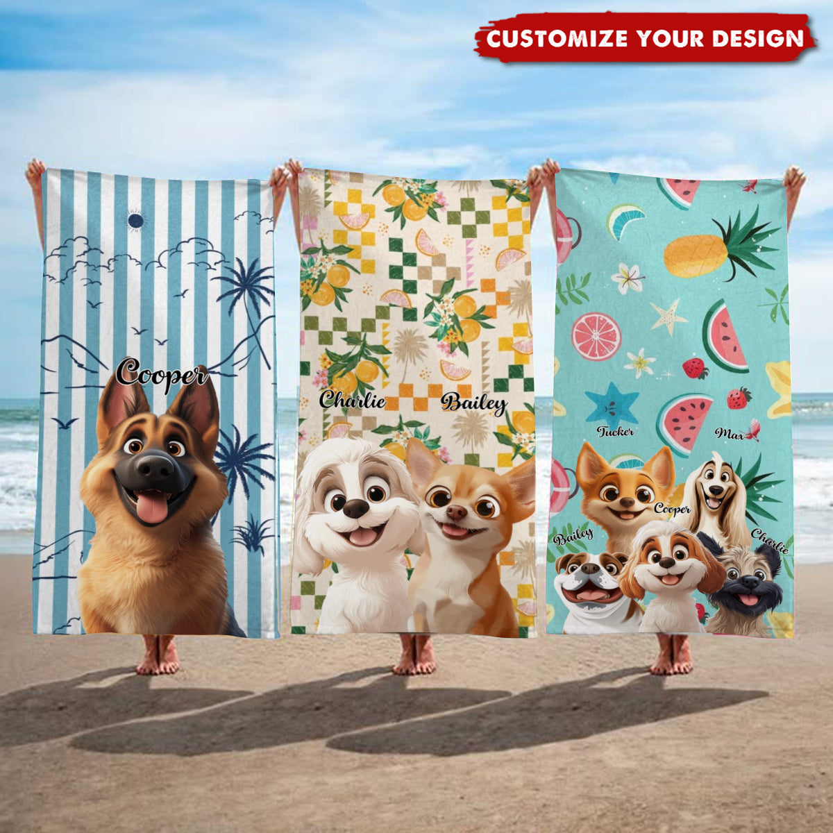 Summer With Dog - Personalized Beach Towel
