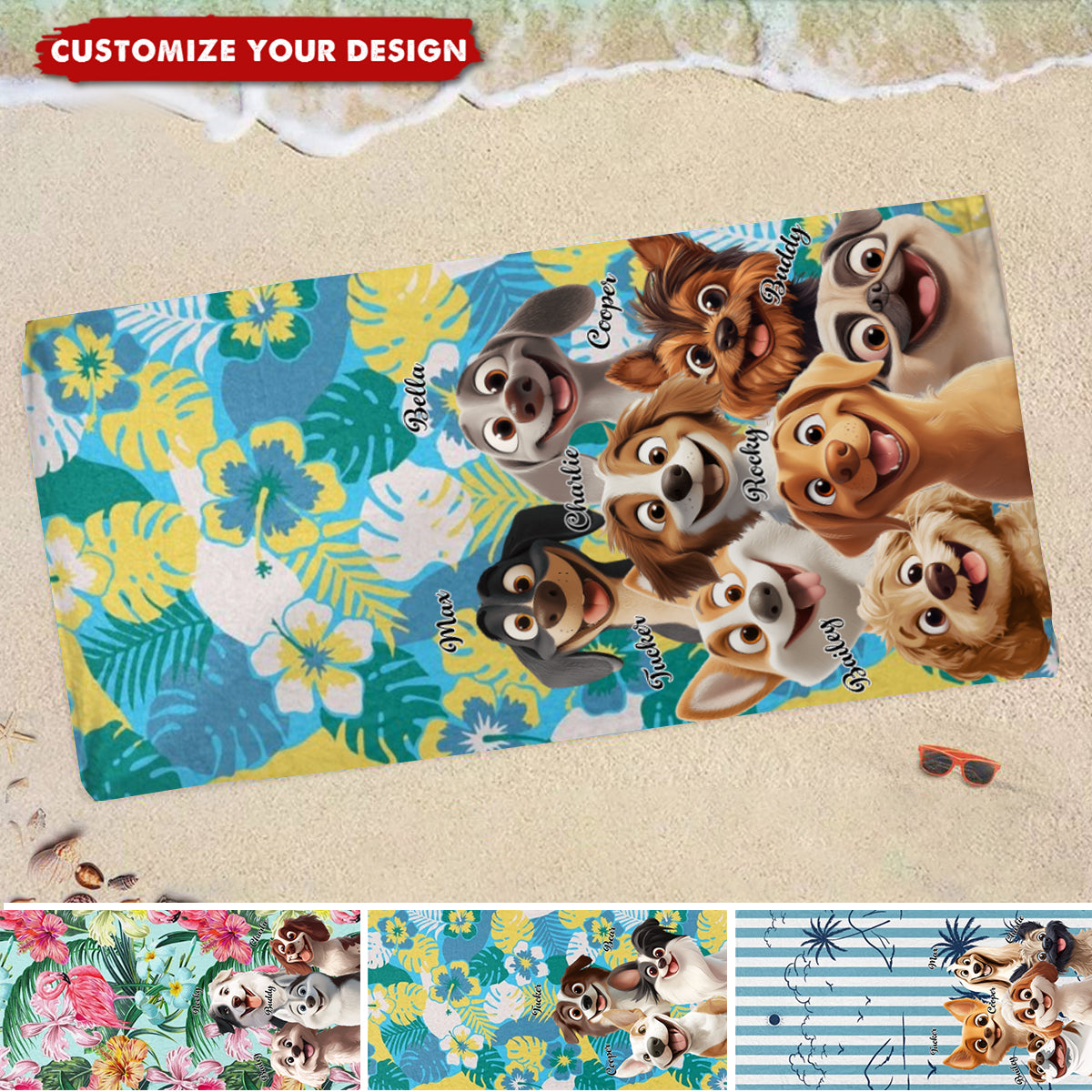Summer With Dog - Personalized Beach Towel