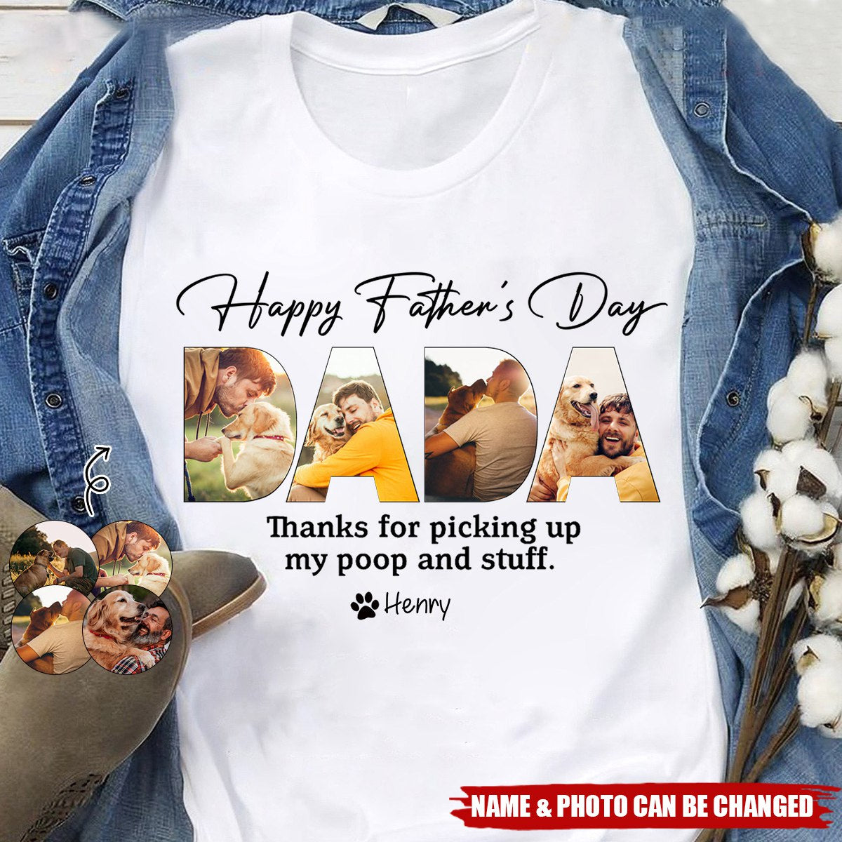 Upload Photo Happy Father's Day, Dog T-shirt