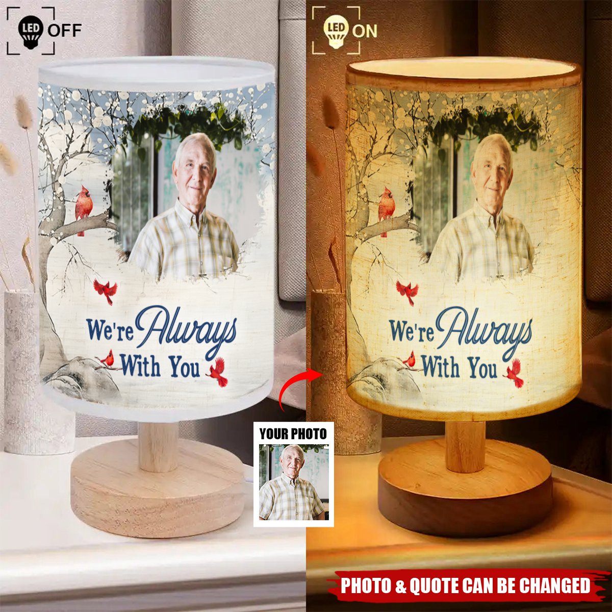 Light This Up I'm Always With You - Personalized Photo Fabric Lamp