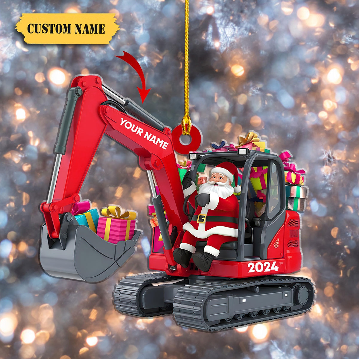 Personalized Excavator Christmas Ornament, Gift For Excavator Lovers, Construction Worker Christmas Tree Ornament