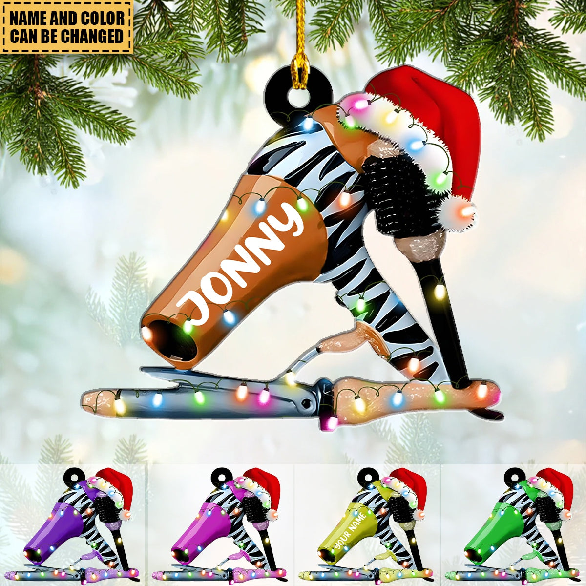 Personalized Barber Uniform Ornament, Custom Name Hairdresser Christmas Tree Ornament