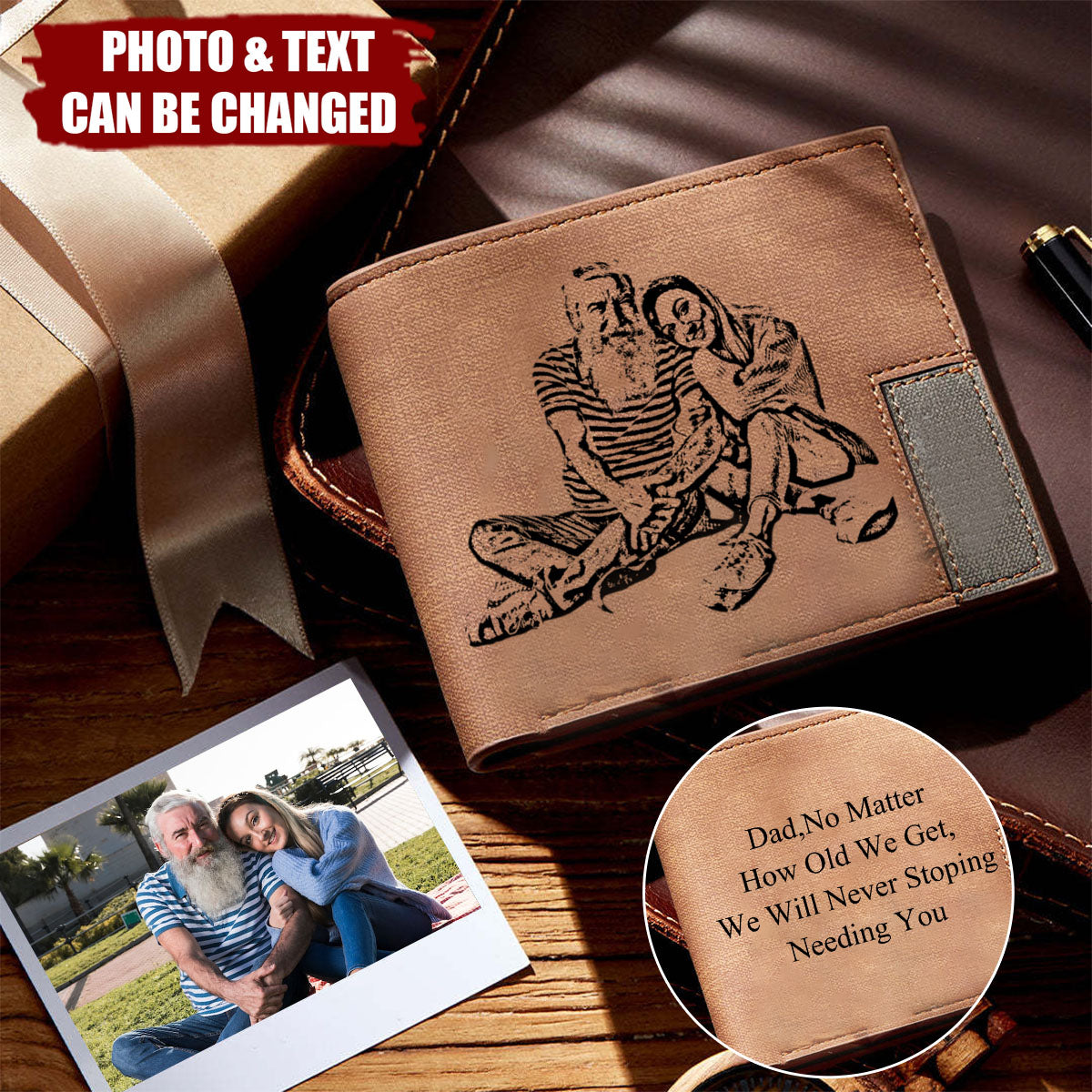 Custom Photo Engraved Personalized Wallets, Gifts For Men