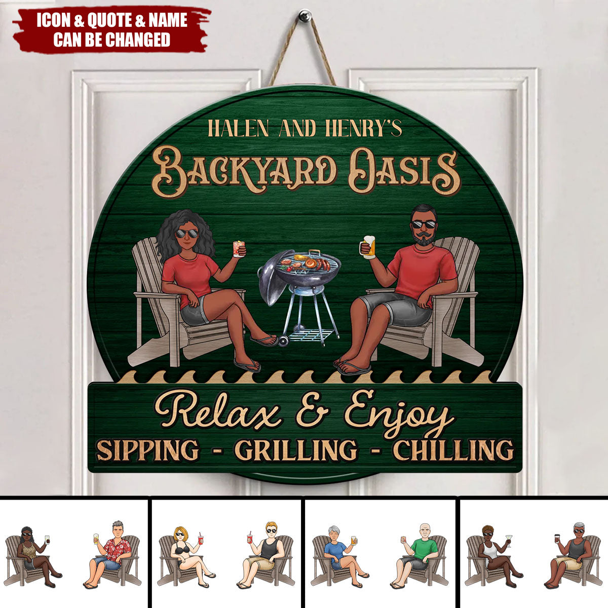 Just A Couple, Pool & Patio Sipping Chilling - Couple Personalized Home Decor Wood Sign