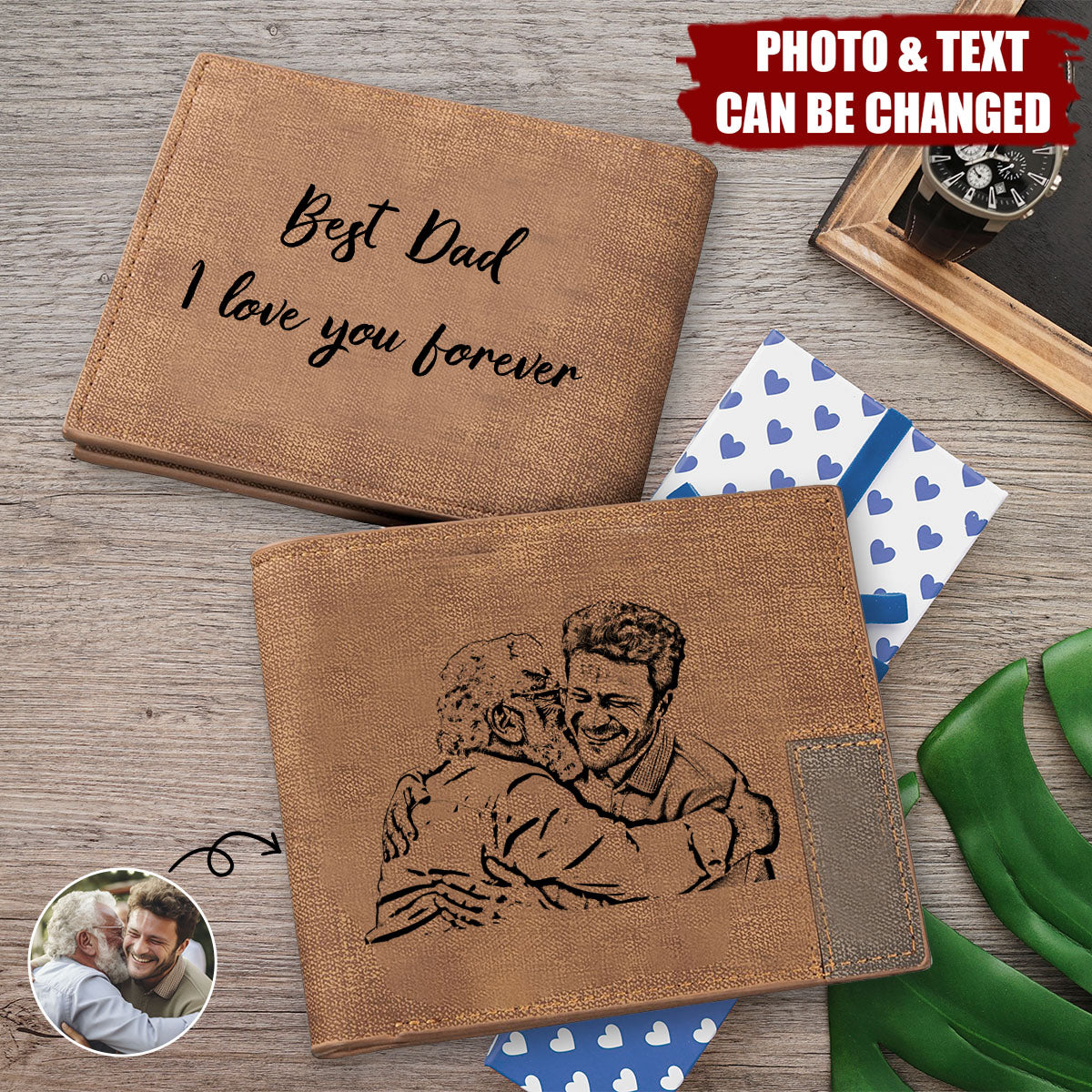 Custom Photo Engraved Personalized Wallets, Gifts For Men